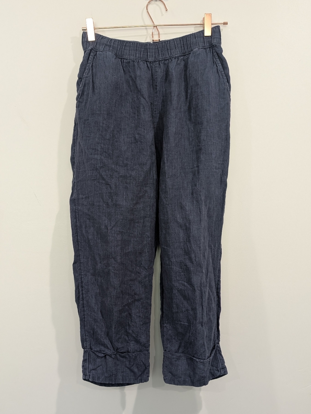 Sigred Olsen Linen-Blend Pants in Deep Navy Size Medium (M)